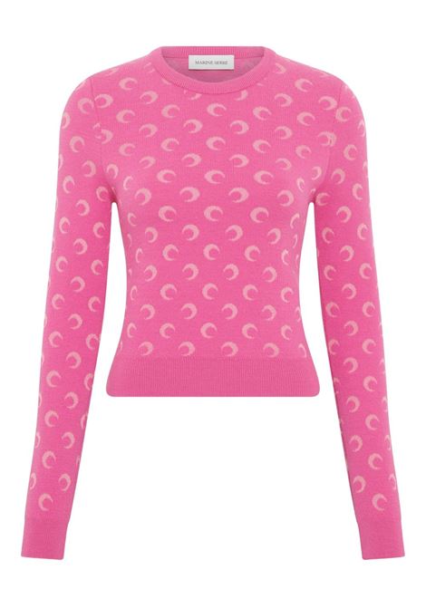 maglione moon jacquard knit fitted crewneck donna rosa MARINE SERRE | WTK014BCKNI0530PK30